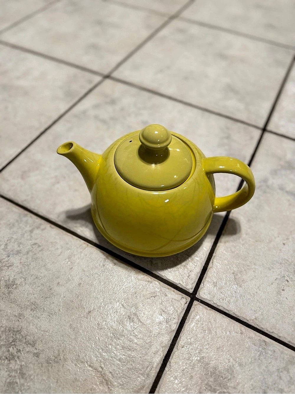 Vintage Yellow Ceramic Teapot
